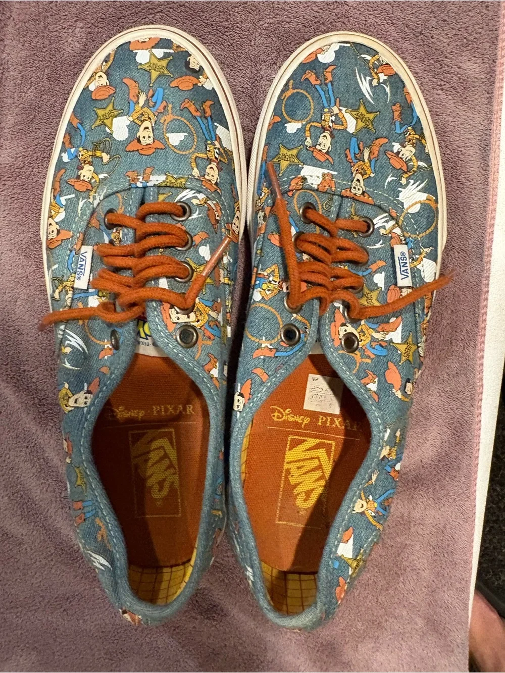 Vans Kids Disney Pixar Cowboy Print Sneakers - Blue with Orange Laces